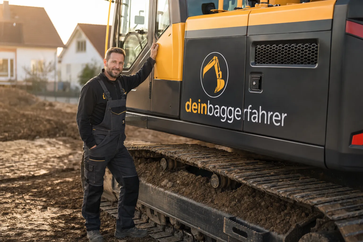 Erfahrener Baggerfahrer von deinbaggerfahrer an seiner Maschine